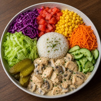 Kremalı Mantarlı Tavuk Bowl görseli