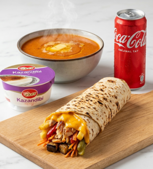 Cheddarlı Tavuk Döner Dürüm Ve Çorbalı Menü görseli