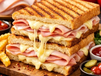 Jumbo Tost Ekmeğine Jambonlu Kaşarlı Tost görseli