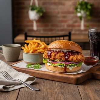 Barbekü Çıtır Tavuk Burger & Cheeseburger görseli