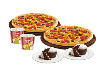 2 Orta Boy Pizza + 2 Adet Çikolatalı Sufle +2 Adet Algida Maraş Cup görseli