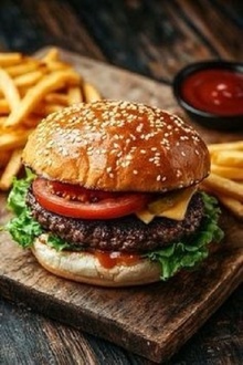 Körili Burger & Patates Kızartması görseli