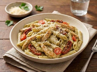 Pesto Soslu Tavuklu Makarna görseli