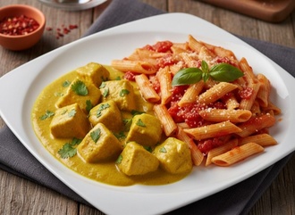 Köri Soslu Tavuk & Domatesli Penne Menü görseli