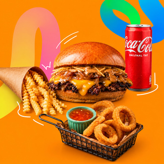 Single Smash Burger & Rings Menü görseli