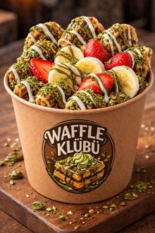 Bitter & Sütlü & Beyaz Çikolatalı & Muzlu Çilekli Bowl Waffle görseli