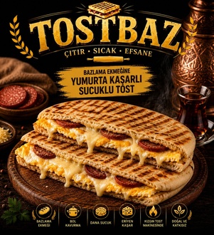 Yumurtalı Kaşarlı Sucuklu Bazlama Tost görseli