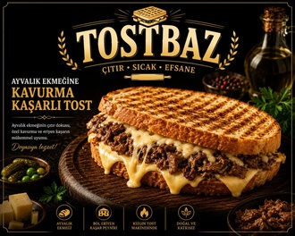 Kavurmalı Kaşarlı Ayvalık Ekmeğine Tost görseli