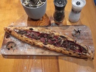Pastırmalı Mantarlı Kaşarlı Pide (Açık) görseli