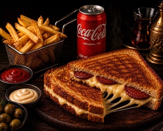 Ayvalık Ekmeğine Suculu Kaşarlı Tost Menü görseli