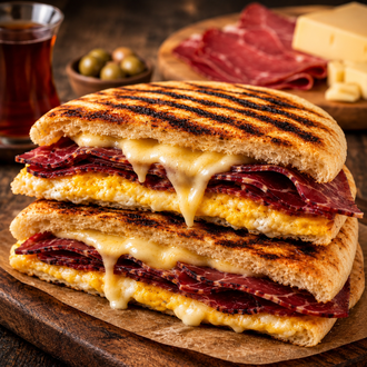 Yumurtalı Pastırmalı Kaşarlı Tost görseli