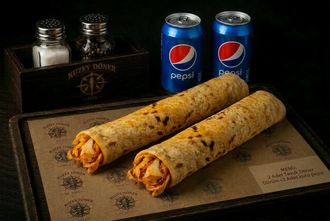 2 Tek Lavaş Tavuk Döner Dürüm (40 Cm.) & (140 Gr.) + 2 Adet Pepsi (33 Cl.) görseli