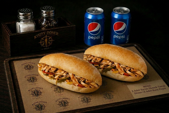 2 Adet Yarım Ekmek Arası Tavuk Döner (70 Gr.) + 2 Adet Pepsi (33 Cl.) görseli
