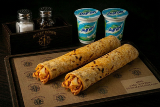 2 Tek Lavaş Tavuk Döner Dürüm (40 Cm.) & (140 Gr.) + 2 Adet Sütaş Ayran (27,5 Cl.) görseli