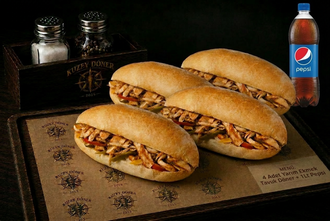 4 Adet Yarım Ekmek Arası Tavuk Döner (70 Gr.) + Pepsi (1 L.) görseli