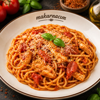 Tavuklu Domates Soslu Spagetti görseli