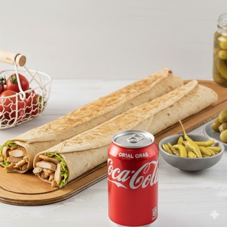 Özel Soslu Zurna Dürüm (70 Cm) + Kutu Kola (330 Ml) görseli