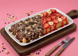 Çilek & Vişne Tutkusu Waffle (2 Kişilik) görseli