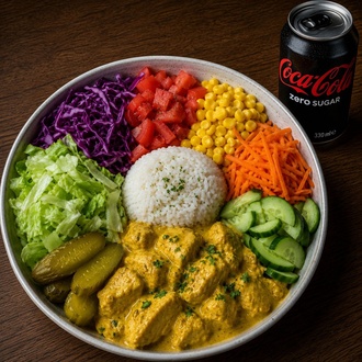 Köri Soslu Tavuk Bowl + Coca Cola görseli