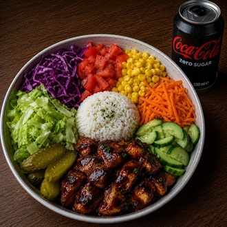 Barbekü Soslu Tavuk Bowl + Coca Cola görseli