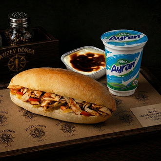 Sandviç Tavuk Döner Menü (275 Ml. Sütaş Ayran + Fırın Sütlaç) görseli