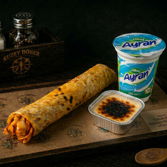 Tek Lavaş Tavuk Döner Menü (275 Ml Ayran + Fırın Sütlaç) görseli
