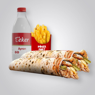 İkili Tavuk Döner Dürüm Menü Ayran görseli