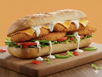 Baget Ekmek Arası Cheddarlı Ranch Soslu Nugget görseli