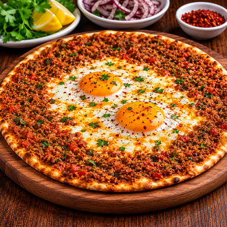 Yumurtalı Lahmacun görseli