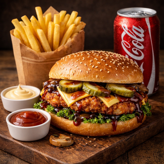 🍔🔥 Barbekü Chicken Burger Menü 🍟🥤 görseli
