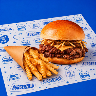 Single Cheese Smash Burger & Tırtıklı Patates görseli