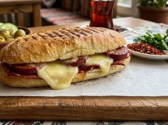 Sandviç Ekmeğine Karışık Tost görseli