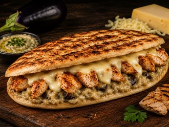 Patlıcan Beğendili Tavuklu Kaşarlı Bazlama Tost görseli