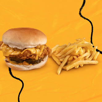 Cheddar Soslu Çıtır Tavuk Burger görseli