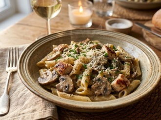 Kremalı Mantar Soslu Tavuklu Penne görseli