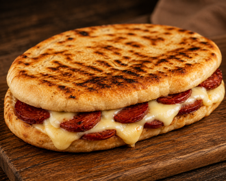 Acılı Bazlama Ekmeğine Karışık Tost görseli