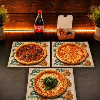 3 Adet Orta Boy Pizza + Çıtır Tavuk Finger + Litrelik İçecek görseli