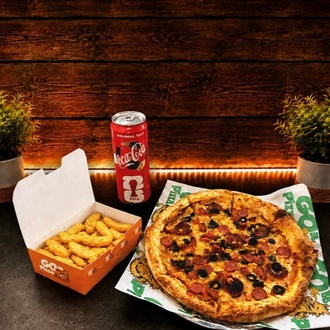 Büyük Boy Pizza + Elma Dilim Patates + Kutu İçecek görseli