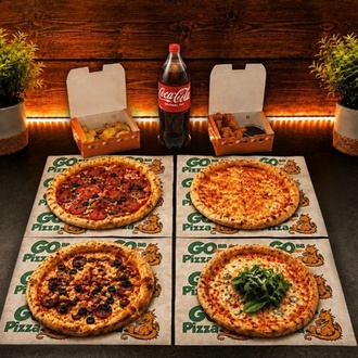 4 Adet Orta Boy Pizza + Çıtır Tavuk Finger + Elma Dilim Patates + Litrelik İçecek görseli