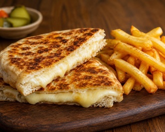 Kaşarlı Bazlama Tost Ve Patates Kızartması görseli