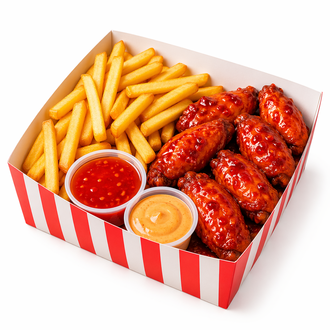 Barbekü Wings (6'Lı) + Patates Kızartması + Sweet Chili Sos + Baboon Sos görseli