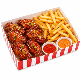 Asian Zing Wings 6'Lı + Patates Kızartması + Sweet Chili Sos + Baboon Sos görseli