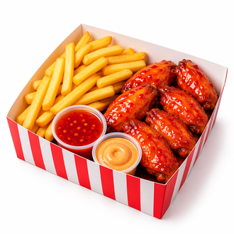 Sweet Chili Wings (6'Lı) + Patates Kızartması + Sweet Chili Sos + Baboon Sos görseli