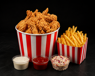 Çıtır Tavuk 30'Lu + Büyük Patates Kızartması + Coleslaw Salata + Garlic Mayo Sos + Hot Ketchup Sos görseli