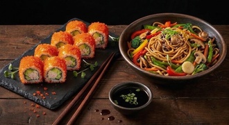 California Roll+sebzeli Noodle+1 Adet Coca Cola görseli