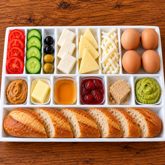 Protein Sporcu Kahvaltı Tabağı 4 Yumurtalı (13 Çeşit) görseli