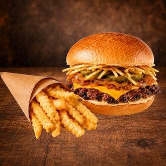 Single Cezayir Soslu Smash Burger & Patates Kızartması görseli