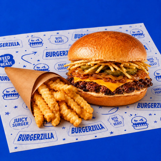 Single Cezayir Soslu Smash Burger & Patates Kızartması görseli