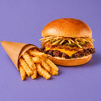 Single Cezayir Soslu Smash Burger & Patates Kızartması görseli