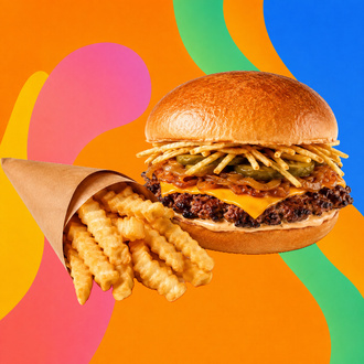 Single Cezayir Soslu Smash Burger & Patates Kızartması görseli